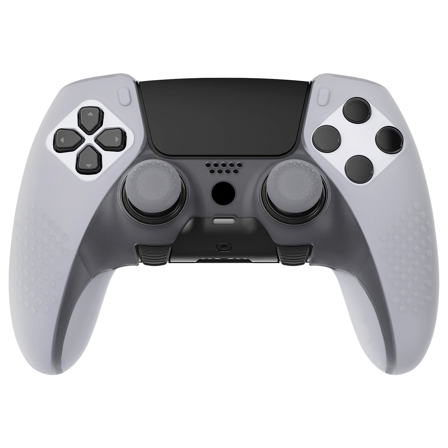 PlayVital 3D Studded Edition Anti-Slip Silicone Cover Case with Thumb Grip Caps for PS5 Edge Controller - Clear White - ETPFP003 PlayVital