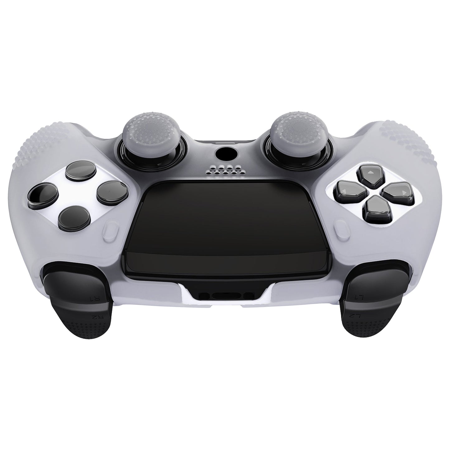 PlayVital 3D Studded Edition Anti-Slip Silicone Cover Case with Thumb Grip Caps for PS5 Edge Controller - Clear White - ETPFP003 PlayVital