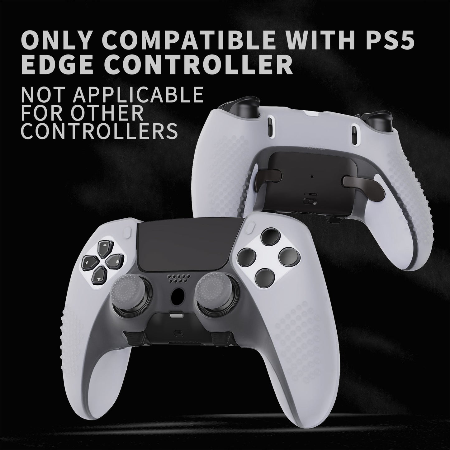 PlayVital 3D Studded Edition Anti-Slip Silicone Cover Case with Thumb Grip Caps for PS5 Edge Controller - Clear White - ETPFP003 PlayVital