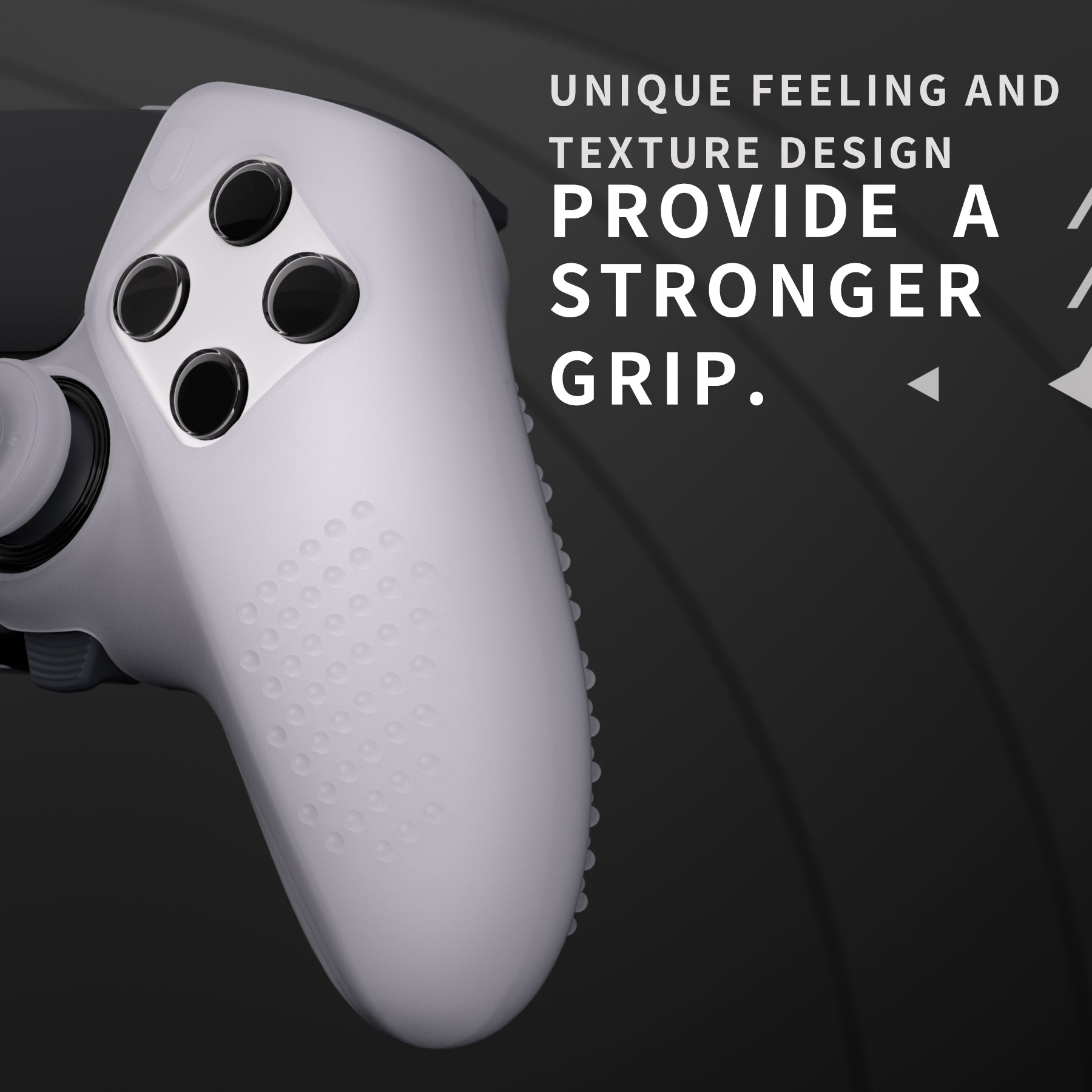 PlayVital 3D Studded Edition Anti-Slip Silicone Cover Case with Thumb Grip Caps for PS5 Edge Controller - Clear White - ETPFP003 PlayVital