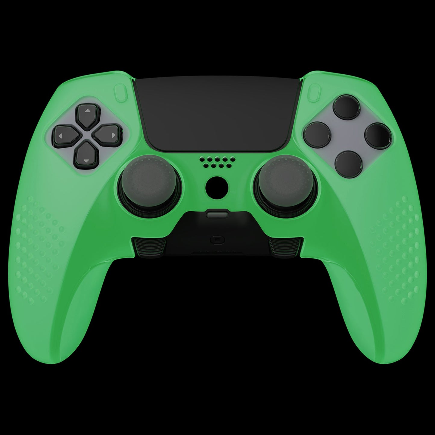 PlayVital 3D Studded Edition Anti-Slip Silicone Cover Case with Thumb Grip Caps for PS5 Edge Controller - Glow in Dark - Green - ETPFP007 PlayVital