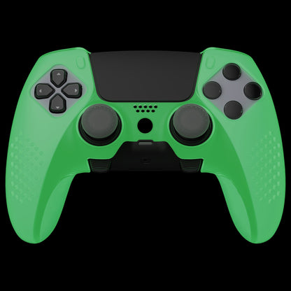 PlayVital 3D Studded Edition Anti-Slip Silicone Cover Case with Thumb Grip Caps for PS5 Edge Controller - Glow in Dark - Green - ETPFP007 PlayVital