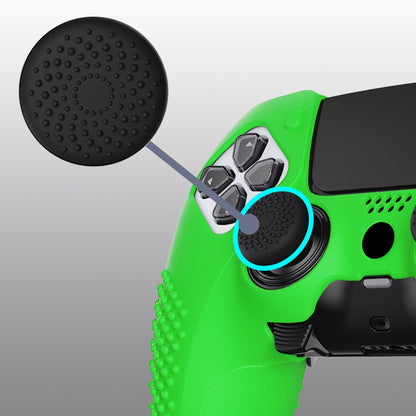 PlayVital 3D Studded Edition Anti-Slip Silicone Cover Case with Thumb Grip Caps for PS5 Edge Controller - Green - ETPFP012 PlayVital