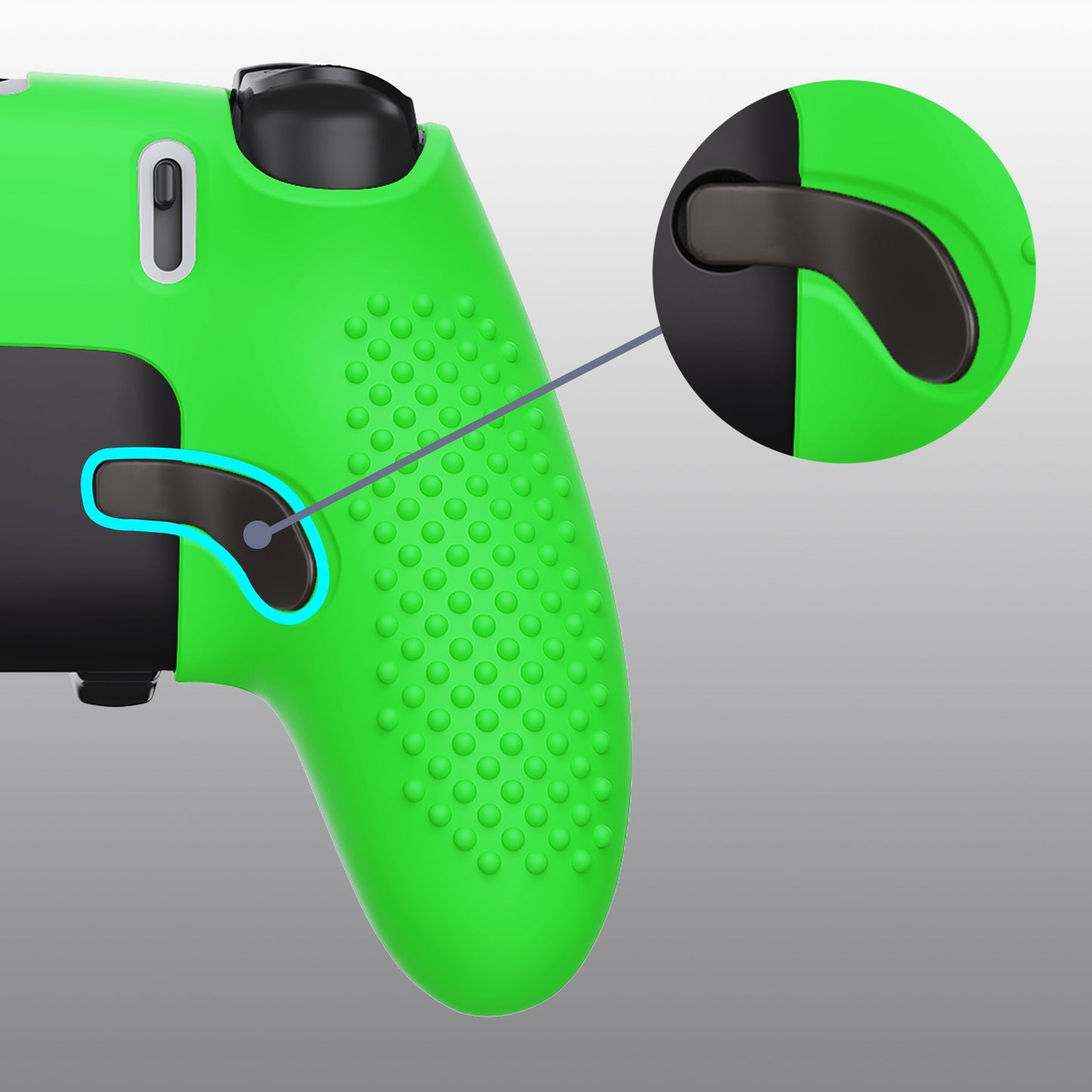 PlayVital 3D Studded Edition Anti-Slip Silicone Cover Case with Thumb Grip Caps for PS5 Edge Controller - Green - ETPFP012 PlayVital