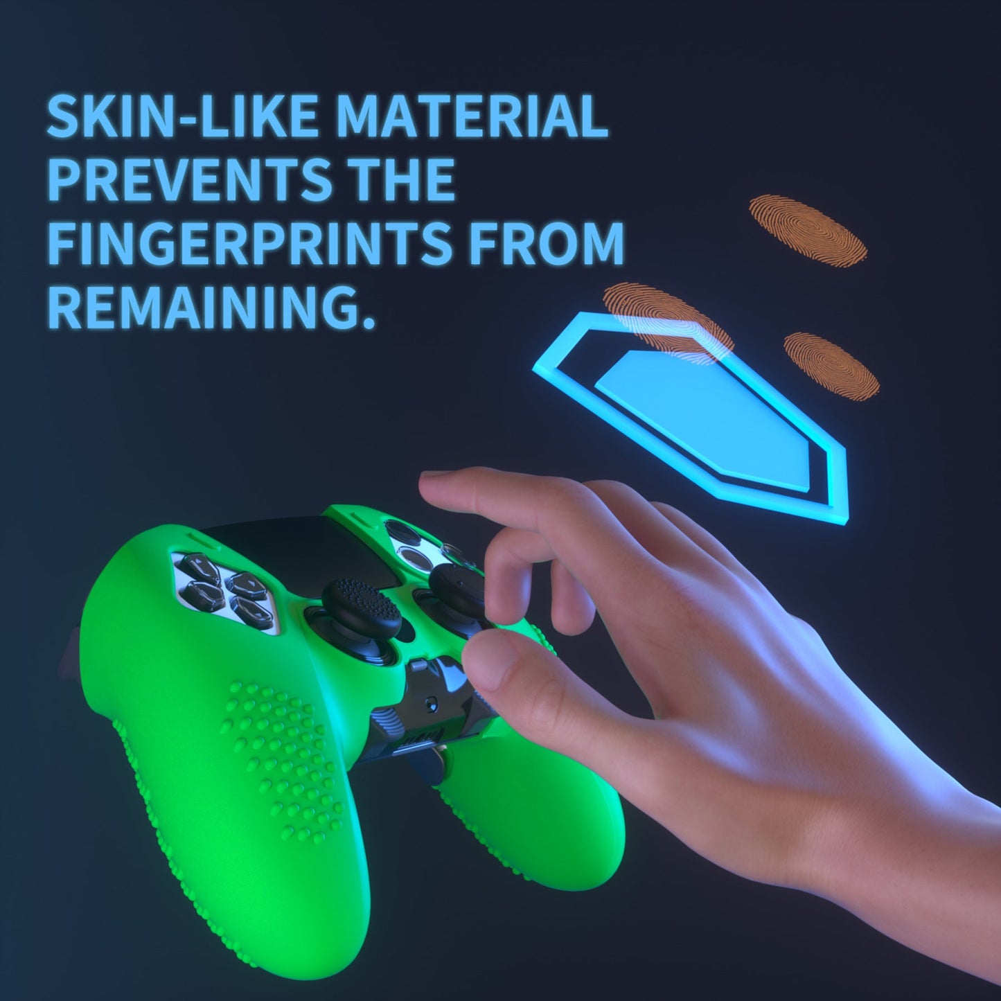 PlayVital 3D Studded Edition Anti-Slip Silicone Cover Case with Thumb Grip Caps for PS5 Edge Controller - Green - ETPFP012 PlayVital