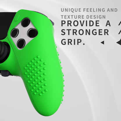 PlayVital 3D Studded Edition Anti-Slip Silicone Cover Case with Thumb Grip Caps for PS5 Edge Controller - Green - ETPFP012 PlayVital