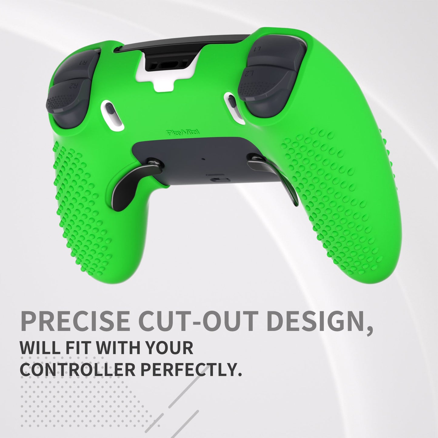 PlayVital 3D Studded Edition Anti-Slip Silicone Cover Case with Thumb Grip Caps for PS5 Edge Controller - Green - ETPFP012 PlayVital