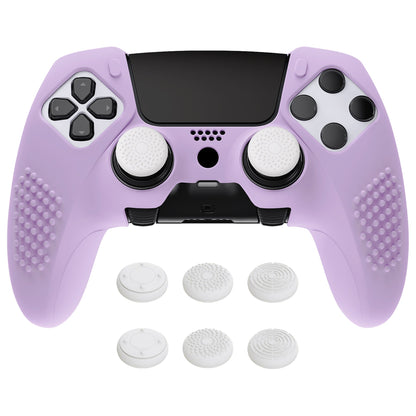 PlayVital 3D Studded Edition Anti-Slip Silicone Cover Case with Thumb Grip Caps for PS5 Edge Controller - Mauve Purple - ETPFP011 PlayVital