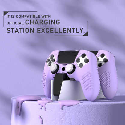 PlayVital 3D Studded Edition Anti-Slip Silicone Cover Case with Thumb Grip Caps for PS5 Edge Controller - Mauve Purple - ETPFP011 PlayVital