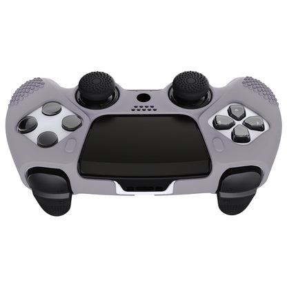 PlayVital 3D Studded Edition Anti-Slip Silicone Cover Case with Thumb Grip Caps for PS5 Edge Controller - Metallic Gray - ETPFP013 PlayVital