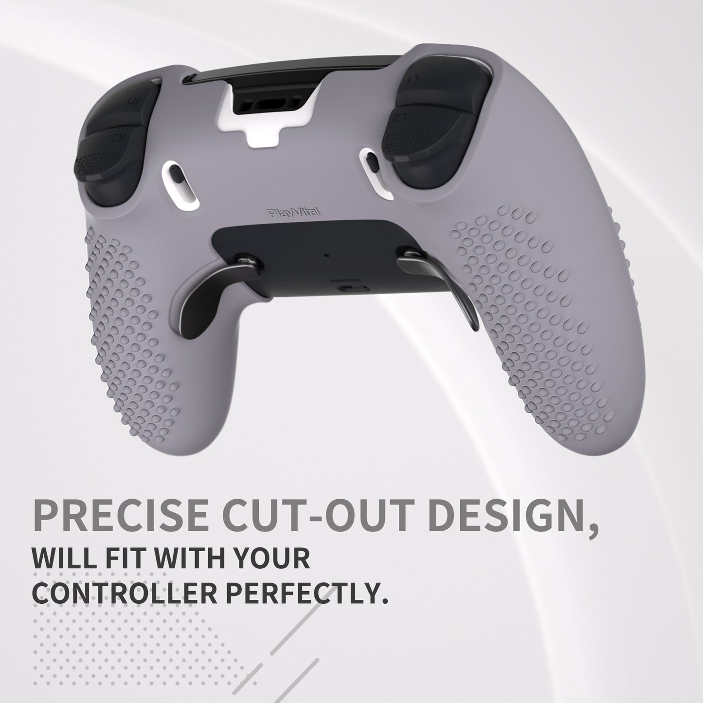 PlayVital 3D Studded Edition Anti-Slip Silicone Cover Case with Thumb Grip Caps for PS5 Edge Controller - Metallic Gray - ETPFP013 PlayVital