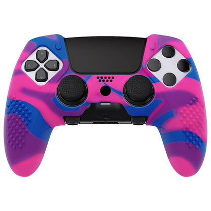 PlayVital 3D Studded Edition Anti-Slip Silicone Cover Case with Thumb Grip Caps for PS5 Edge Controller - Pink & Purple & Blue - ETPFP015 PlayVital