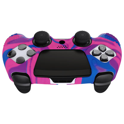 PlayVital 3D Studded Edition Anti-Slip Silicone Cover Case with Thumb Grip Caps for PS5 Edge Controller - Pink & Purple & Blue - ETPFP015 PlayVital