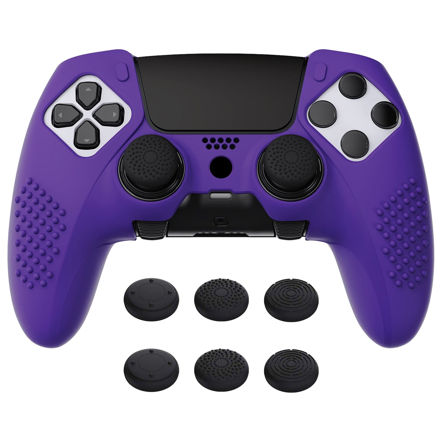 PlayVital 3D Studded Edition Anti-Slip Silicone Cover Case with Thumb Grip Caps for PS5 Edge Controller - Purple - ETPFP010 PlayVital