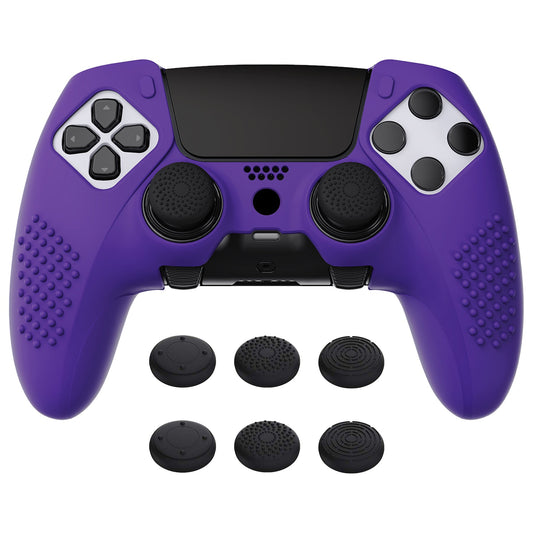 PlayVital 3D Studded Edition Anti-Slip Silicone Cover Case with Thumb Grip Caps for PS5 Edge Controller - Purple - ETPFP010 PlayVital