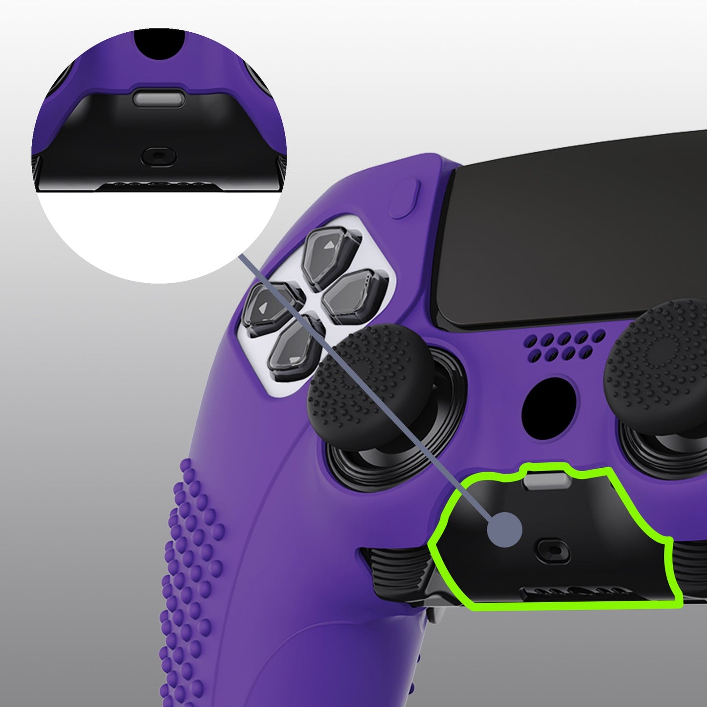 PlayVital 3D Studded Edition Anti-Slip Silicone Cover Case with Thumb Grip Caps for PS5 Edge Controller - Purple - ETPFP010 PlayVital