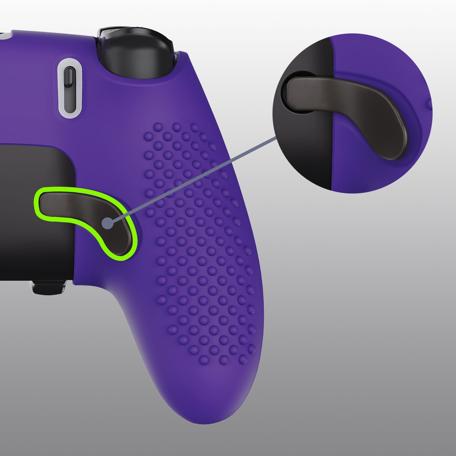 PlayVital 3D Studded Edition Anti-Slip Silicone Cover Case with Thumb Grip Caps for PS5 Edge Controller - Purple - ETPFP010 PlayVital