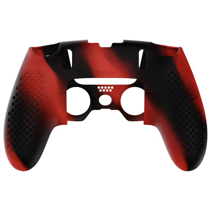 PlayVital 3D Studded Edition Anti-Slip Silicone Cover Case with Thumb Grip Caps for PS5 Edge Controller - Red & Black - ETPFP008 PlayVital