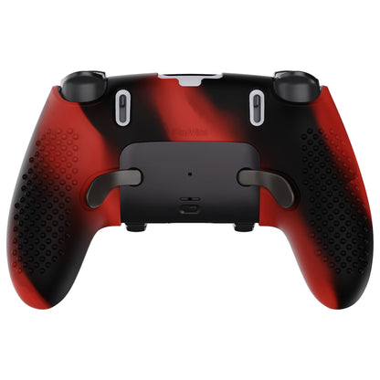 PlayVital 3D Studded Edition Anti-Slip Silicone Cover Case with Thumb Grip Caps for PS5 Edge Controller - Red & Black - ETPFP008 PlayVital