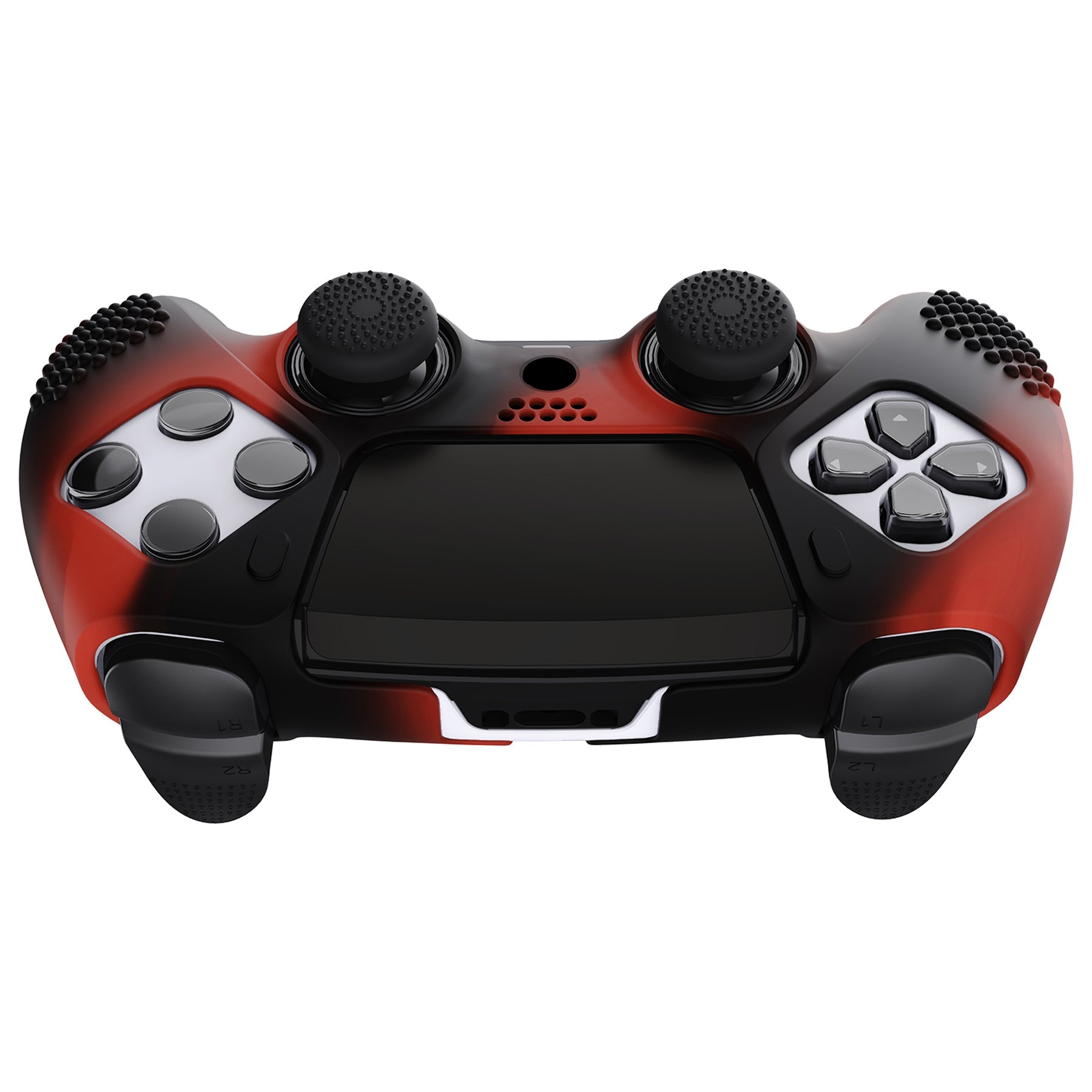 PlayVital 3D Studded Edition Anti-Slip Silicone Cover Case with Thumb Grip Caps for PS5 Edge Controller - Red & Black - ETPFP008 PlayVital