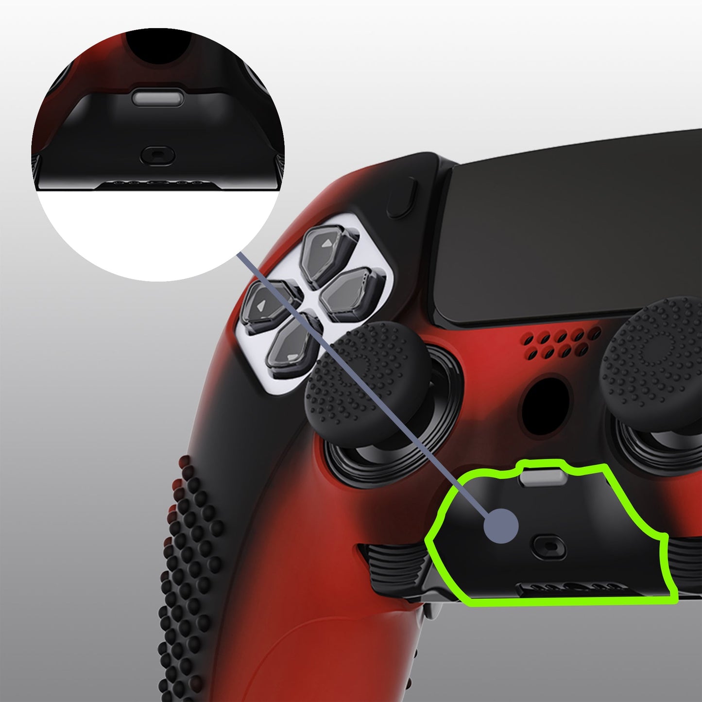 PlayVital 3D Studded Edition Anti-Slip Silicone Cover Case with Thumb Grip Caps for PS5 Edge Controller - Red & Black - ETPFP008 PlayVital