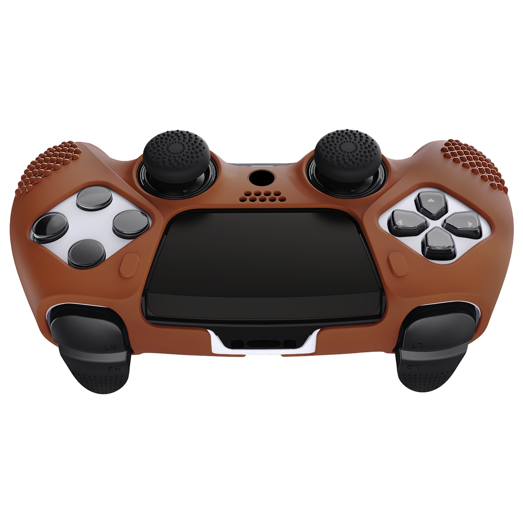 PlayVital 3D Studded Edition Anti-Slip Silicone Cover Case with Thumb Grip Caps for PS5 Edge Controller - Signal Brown - ETPFP016 PlayVital