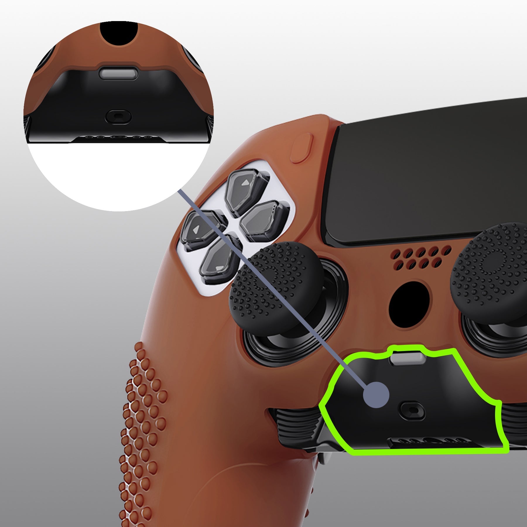 PlayVital 3D Studded Edition Anti-Slip Silicone Cover Case with Thumb Grip Caps for PS5 Edge Controller - Signal Brown - ETPFP016 PlayVital