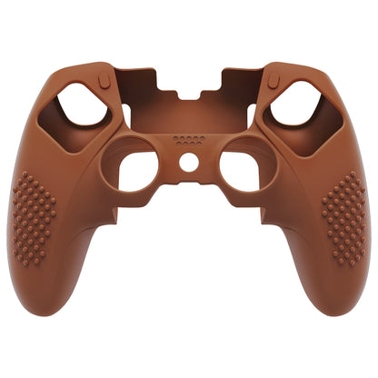 PlayVital 3D Studded Edition Anti-Slip Silicone Cover Case with Thumb Grip Caps for PS5 Edge Controller - Signal Brown - ETPFP016 PlayVital