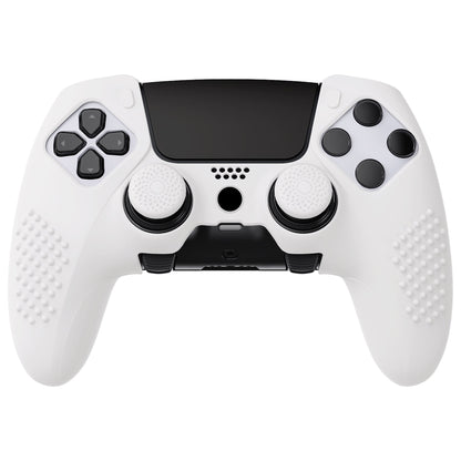 PlayVital 3D Studded Edition Anti-Slip Silicone Cover Case with Thumb Grip Caps for PS5 Edge Controller - White - ETPFP002 PlayVital