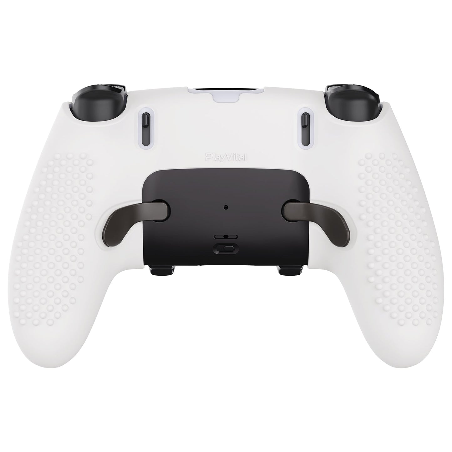 PlayVital 3D Studded Edition Anti-Slip Silicone Cover Case with Thumb Grip Caps for PS5 Edge Controller - White - ETPFP002 PlayVital