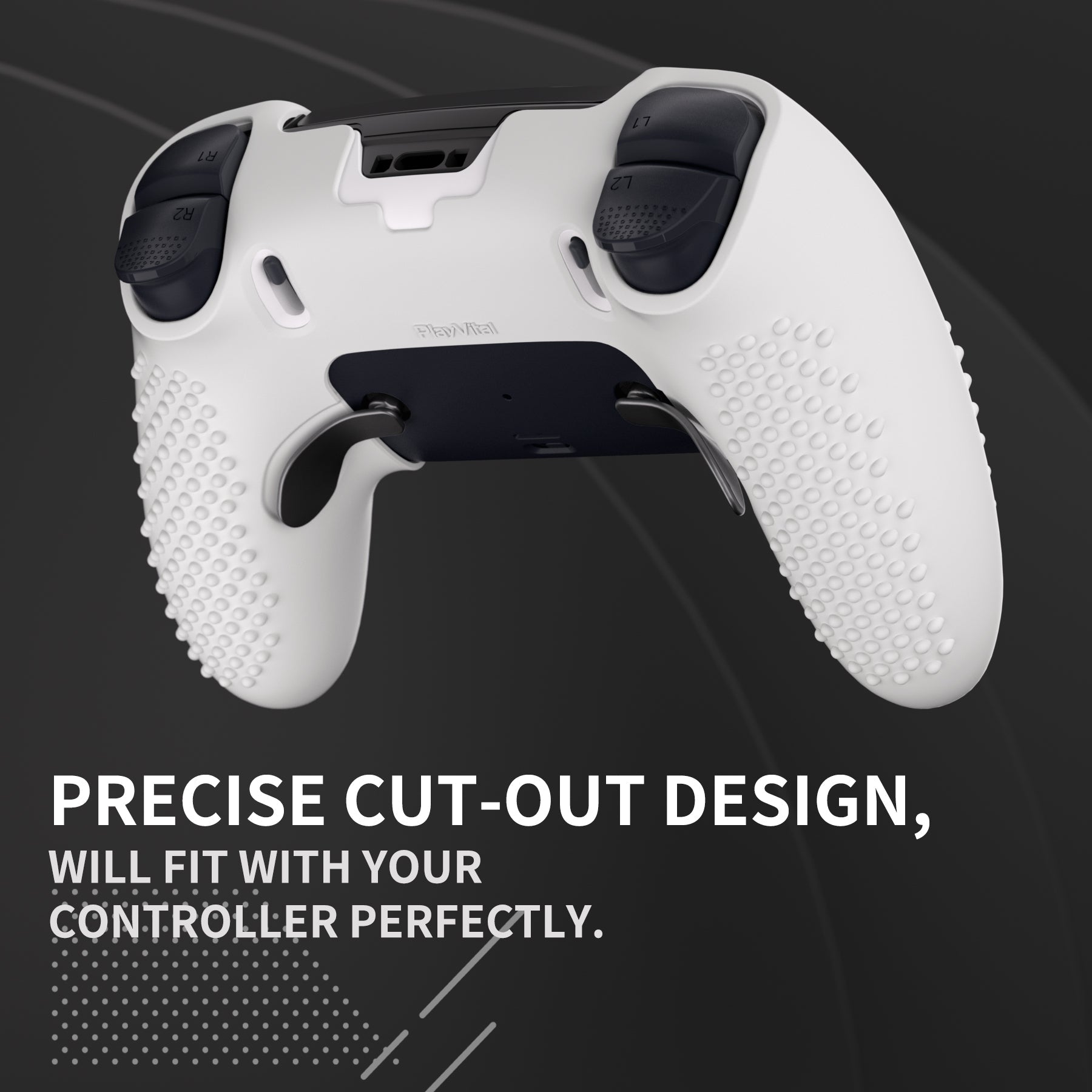 PlayVital 3D Studded Edition Anti-Slip Silicone Cover Case with Thumb Grip Caps for PS5 Edge Controller - White - ETPFP002 PlayVital