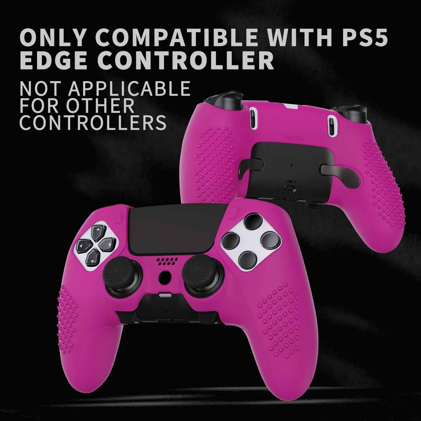 PlayVital 3D Studded Edition Anti-Slip Silicone Cover Case with Thumb Grip Caps for PS5 Edge Controller - Neon Purple - ETPFP017 PlayVital