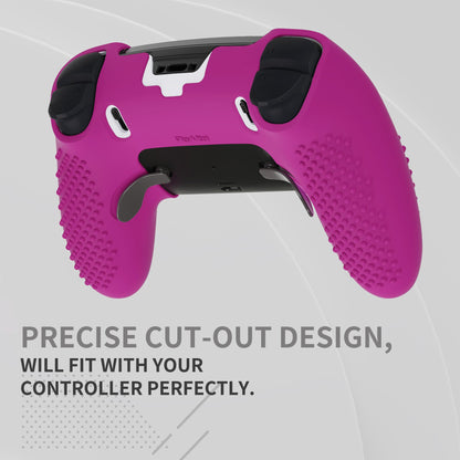 PlayVital 3D Studded Edition Anti-Slip Silicone Cover Case with Thumb Grip Caps for PS5 Edge Controller - Neon Purple - ETPFP017 PlayVital