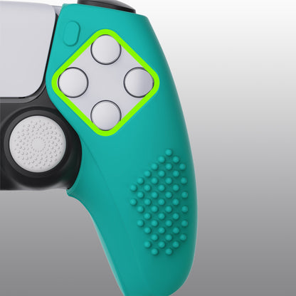 PlayVital 3D Studded Edition Anti-Slip Silicone Cover Skin with Thumb Grip Caps for PS5 Wireless Controller, Compatible with Charging Station - Aqua Green  - TDPF020 PlayVital