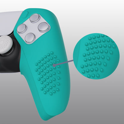 PlayVital 3D Studded Edition Anti-Slip Silicone Cover Skin with Thumb Grip Caps for PS5 Wireless Controller, Compatible with Charging Station - Aqua Green  - TDPF020 PlayVital