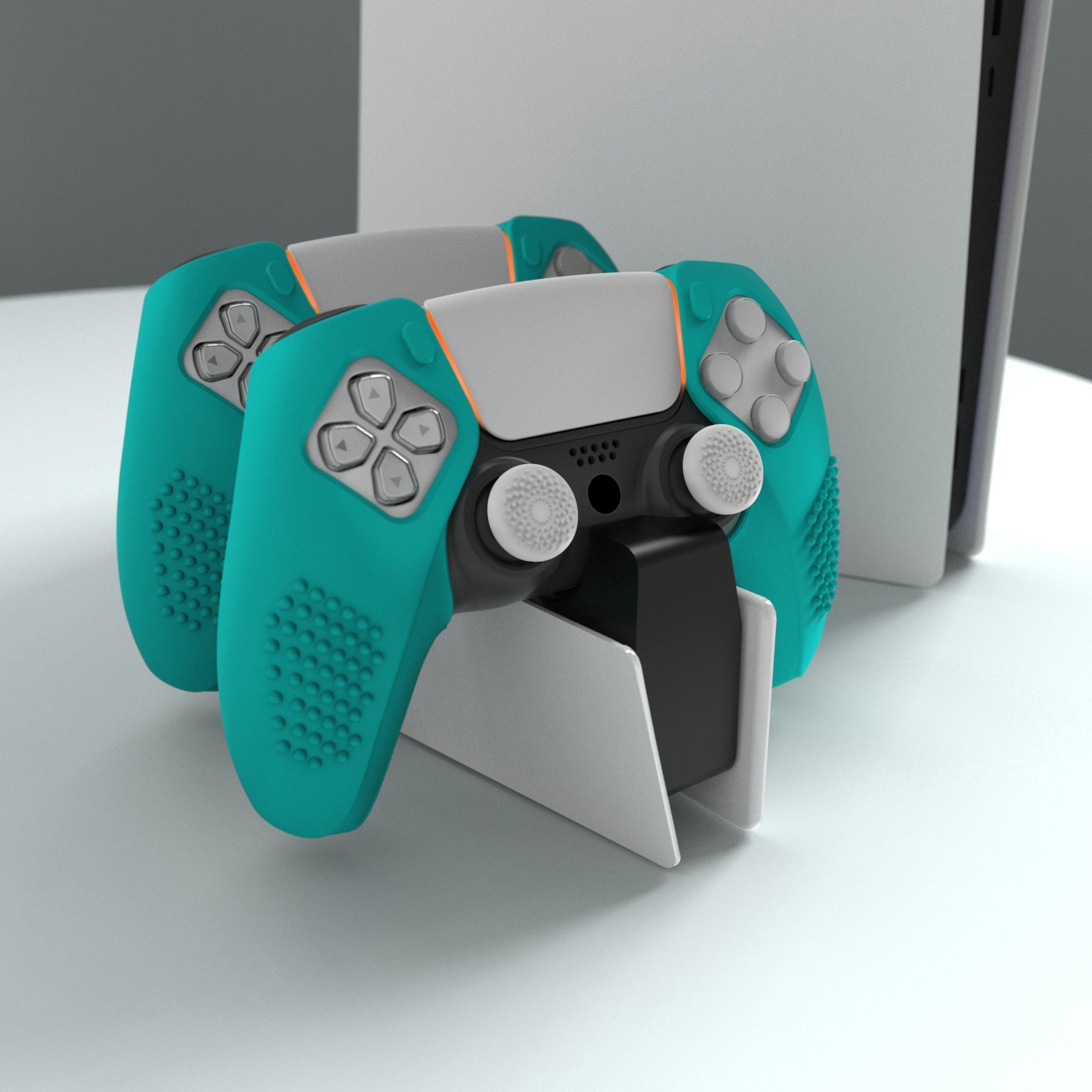 PlayVital 3D Studded Edition Anti-Slip Silicone Cover Skin with Thumb Grip Caps for PS5 Wireless Controller, Compatible with Charging Station - Aqua Green  - TDPF020 PlayVital