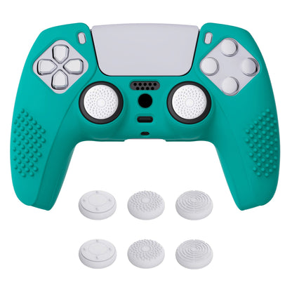 PlayVital 3D Studded Edition Anti-Slip Silicone Cover Skin with Thumb Grip Caps for PS5 Wireless Controller - Aqua Green - TDPF010 PlayVital