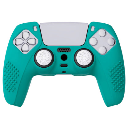 PlayVital 3D Studded Edition Anti-Slip Silicone Cover Skin with Thumb Grip Caps for PS5 Wireless Controller - Aqua Green - TDPF010 PlayVital