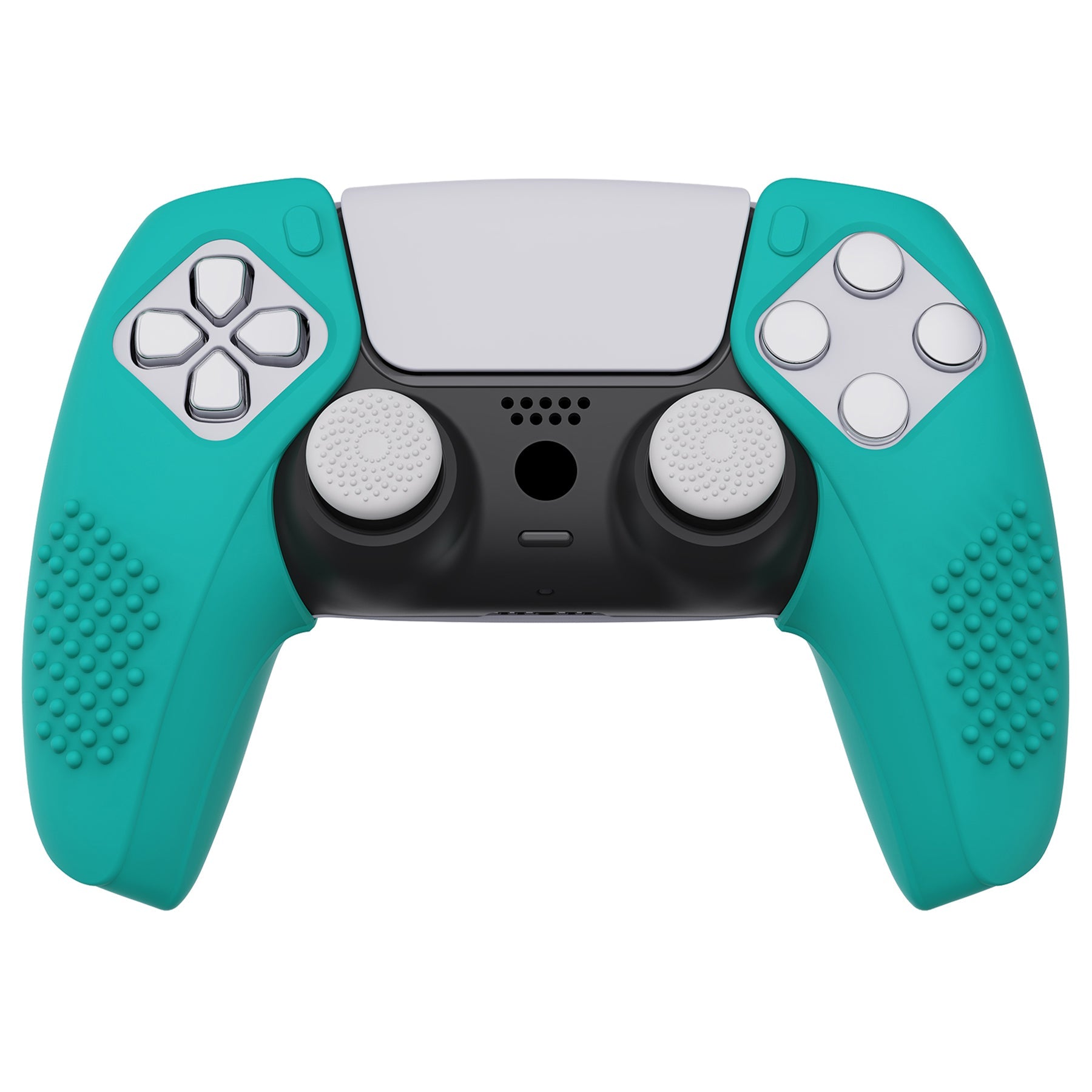 PlayVital 3D Studded Edition Anti-Slip Silicone Cover Skin with Thumb Grip Caps for PS5 Wireless Controller, Compatible with Charging Station - Aqua Green  - TDPF020 PlayVital