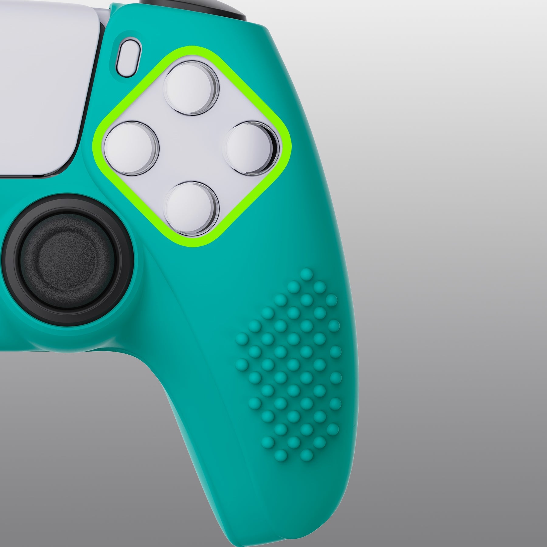 PlayVital 3D Studded Edition Anti-Slip Silicone Cover Skin with Thumb Grip Caps for PS5 Wireless Controller - Aqua Green - TDPF010 PlayVital