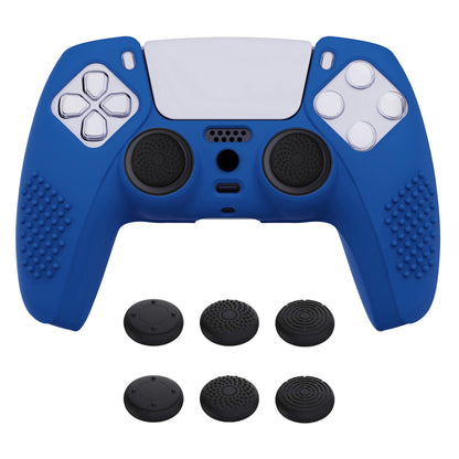 PlayVital 3D Studded Edition Anti-Slip Silicone Cover Skin with Thumb Grip Caps for PS5 Wireless Controller - Blue - TDPF008 PlayVital