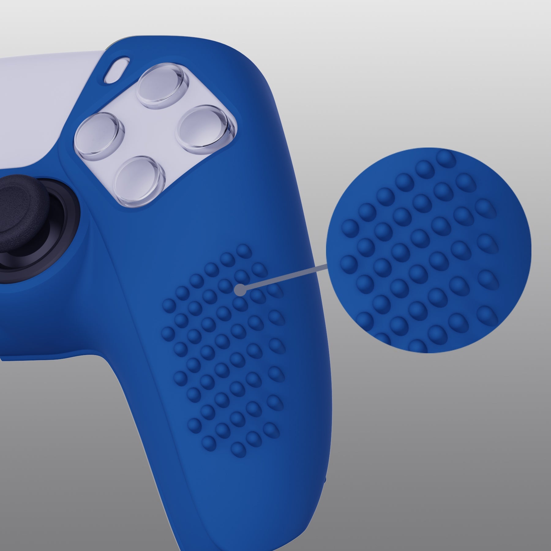 PlayVital 3D Studded Edition Anti-Slip Silicone Cover Skin with Thumb Grip Caps for PS5 Wireless Controller - Blue - TDPF008 PlayVital