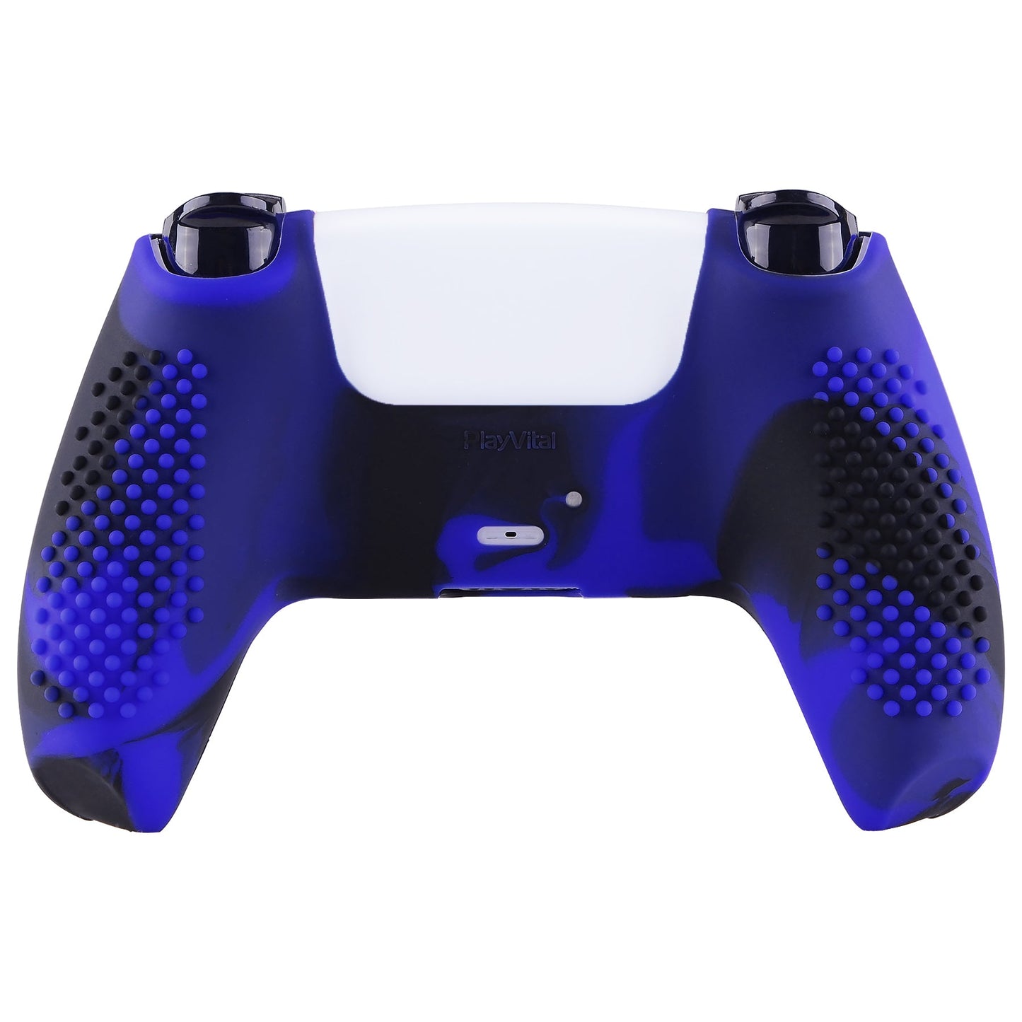 PlayVital 3D Studded Edition Anti-Slip Silicone Cover Skin with Thumb Grip Caps for PS5 Wireless Controller - Blue & Black - TDPF023 PlayVital