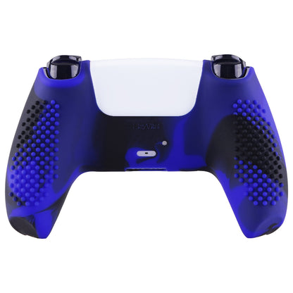 PlayVital 3D Studded Edition Anti-Slip Silicone Cover Skin with Thumb Grip Caps for PS5 Wireless Controller - Blue & Black - TDPF023 PlayVital