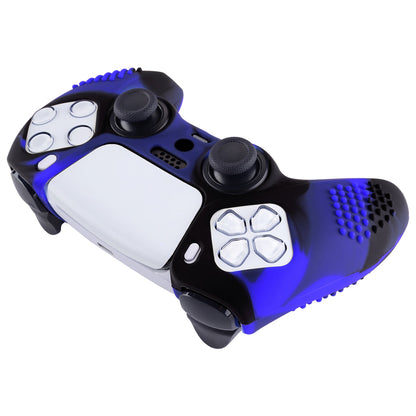 PlayVital 3D Studded Edition Anti-Slip Silicone Cover Skin with Thumb Grip Caps for PS5 Wireless Controller - Blue & Black - TDPF023 PlayVital