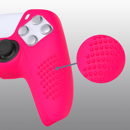 PlayVital 3D Studded Edition Anti-Slip Silicone Cover Skin with Thumb Grip Caps for PS5 Wireless Controller - Bright Pink - TDPF025 PlayVital