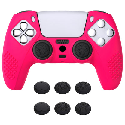 PlayVital 3D Studded Edition Anti-Slip Silicone Cover Skin with Thumb Grip Caps for PS5 Wireless Controller - Bright Pink - TDPF025 PlayVital