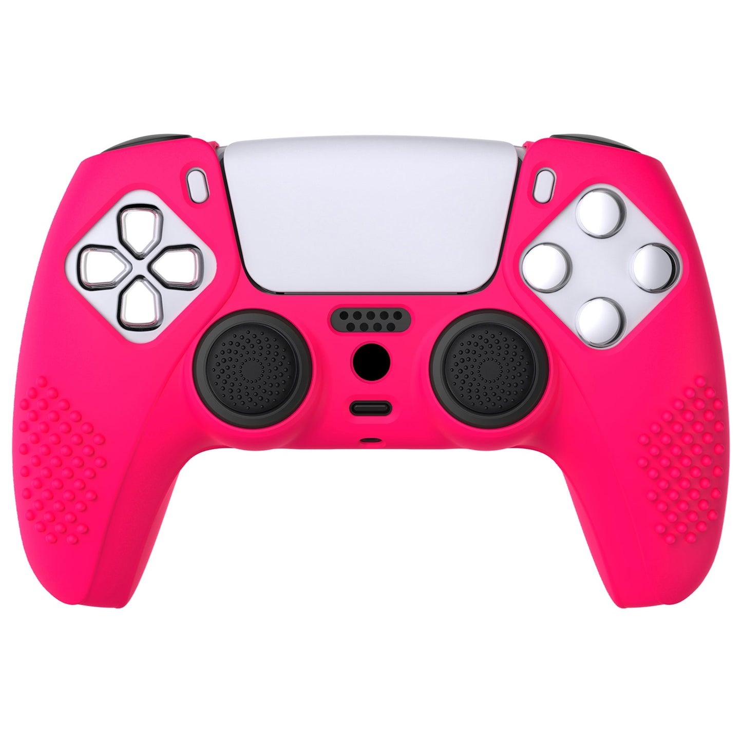 PlayVital 3D Studded Edition Anti-Slip Silicone Cover Skin with Thumb Grip Caps for PS5 Wireless Controller - Bright Pink - TDPF025 PlayVital