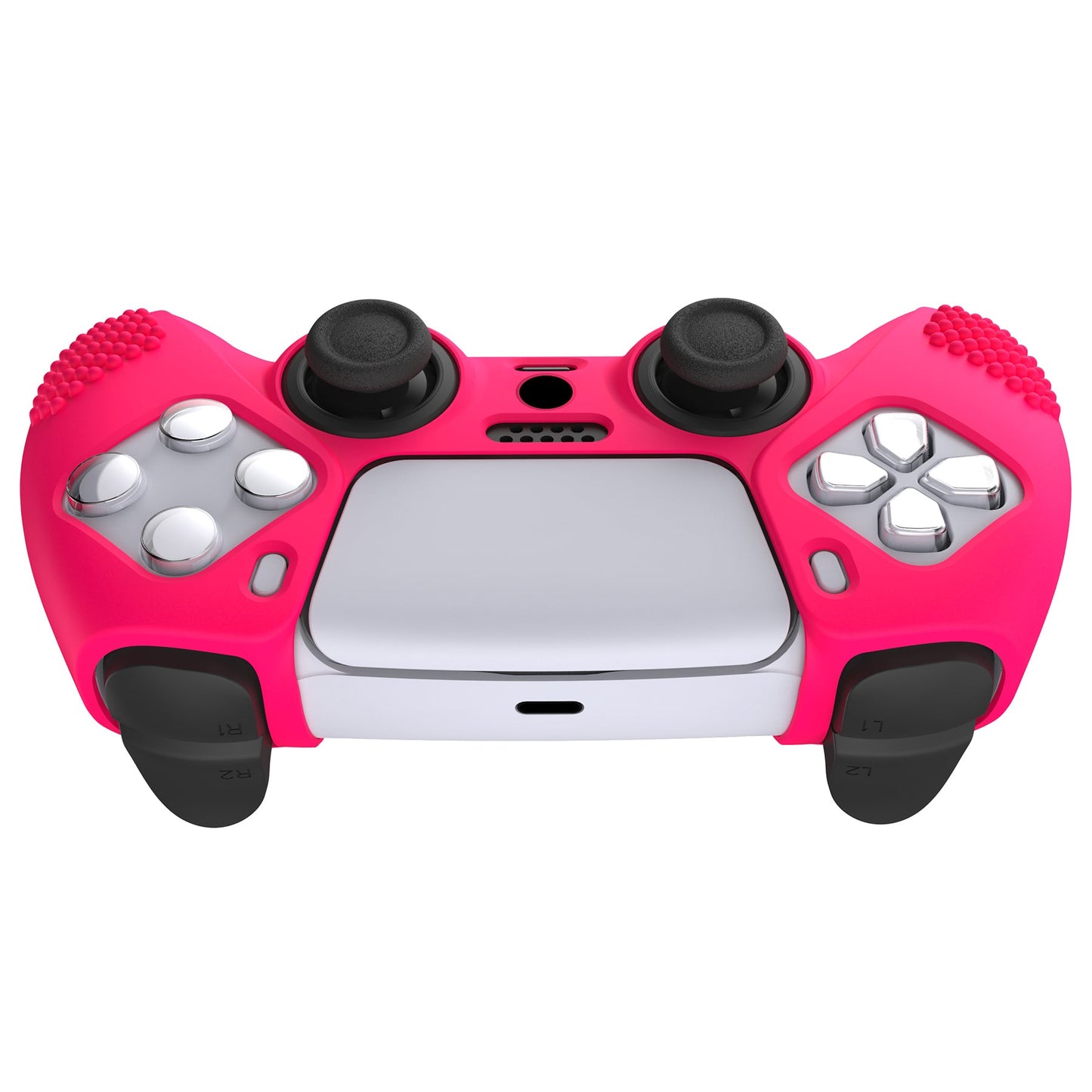 PlayVital 3D Studded Edition Anti-Slip Silicone Cover Skin with Thumb Grip Caps for PS5 Wireless Controller - Bright Pink - TDPF025 PlayVital