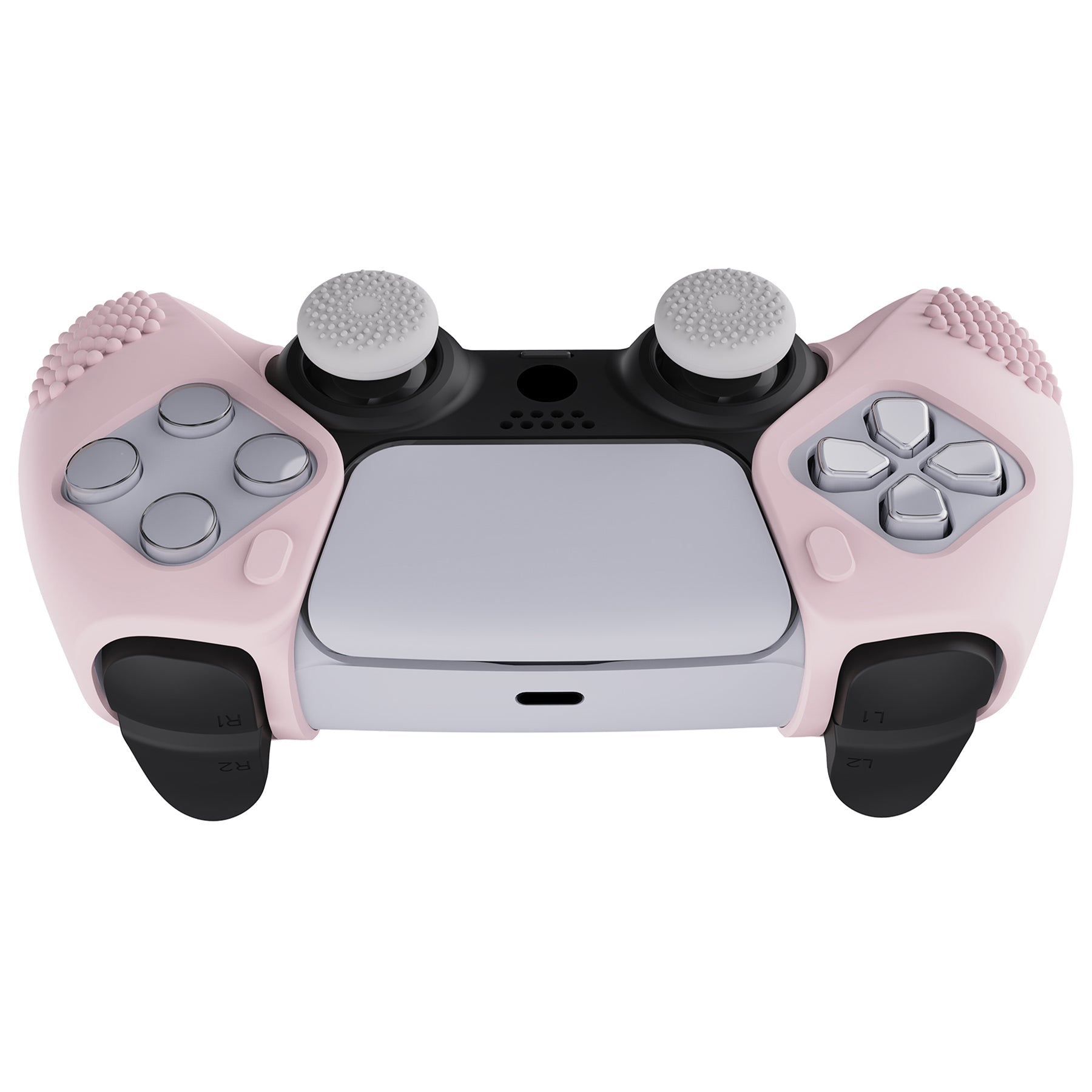 PlayVital 3D Studded Edition Anti-Slip Silicone Cover Skin with Thumb Grip Caps for PS5 Wireless Controller, Compatible with Charging Station - Cherry Blossoms Pink - TDPF017 PlayVital